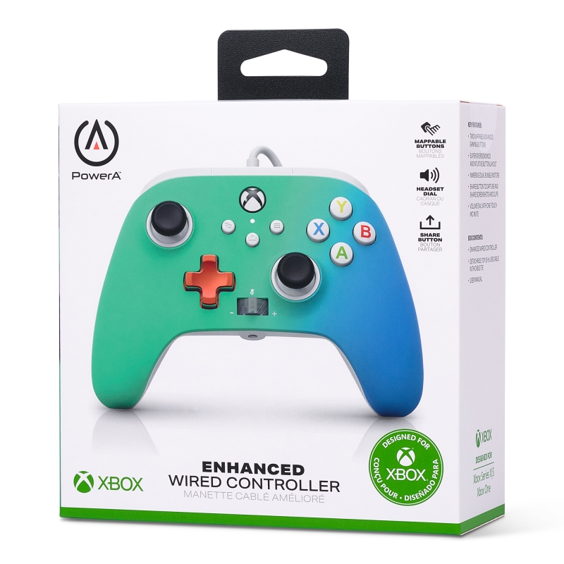 factible unidad vertical PowerA Enhanced Wired Controller for Xbox Series X|S, Xbox One, Windows  10/11 - Seafoam Fade (Officially Licensed)